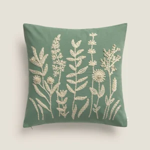 Funda de cojín con bordado floral Ritcas