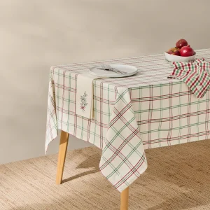 Mantel de algodón con cuadros tejidos Naru