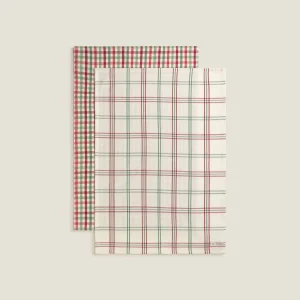 Set de 2 trapos de algodón con cuadros Naru