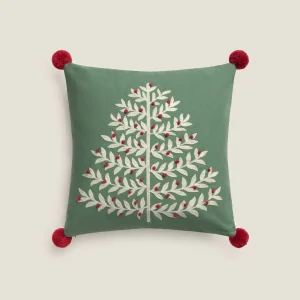 Funda de cojín bordada árbol navidad Arbola
