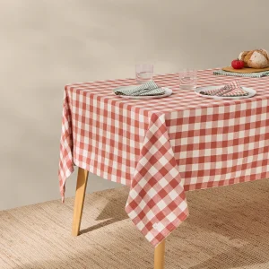 Mantel de algodón con cuadros vichy rojo Moly