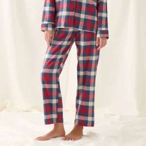 Pantalón de algodón franela con cuadros Neusa