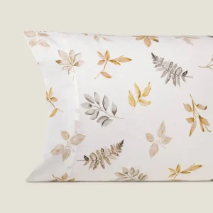 Funda de almohada algodón percal 180 hilos hojas Folo