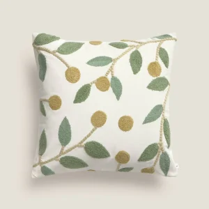 Funda de cojín con bordado botánico Foxicu