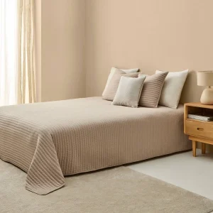 Colcha lisa acolchada pespunte rayas Dibeta