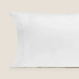 Funda de almohada algodón percal 200 hilos bordado calado Texbrod