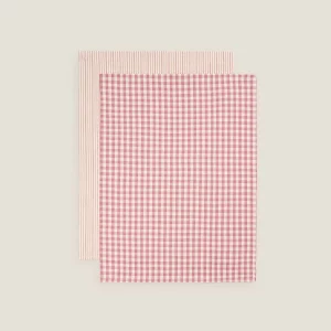 Set de 2 trapos de algodón cuadros y rayas Martuni