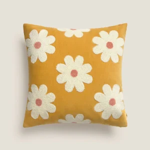 Funda de cojín de terciopelo con flores Ritcu