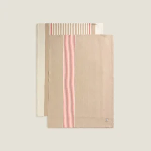 Set de 2 trapos de rayas de hilo tintado Frenche