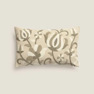 Funda de cojín con bordado floral Senflocu
