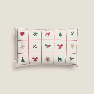 Funda de cojín de algodón con bordado navideño Navisa