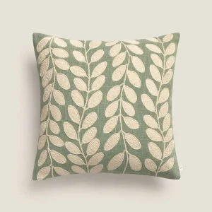 Funda de cojín bordada con hojas Onlif